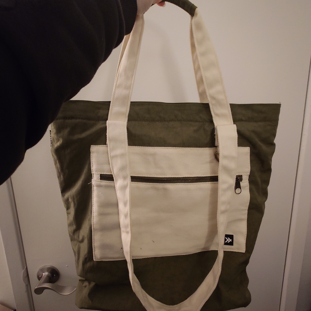 Stylish Olive and Cream Tote Bag